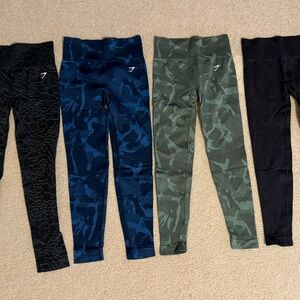 Gymshark Black, Blue, and Green Leggings Bundle all size small